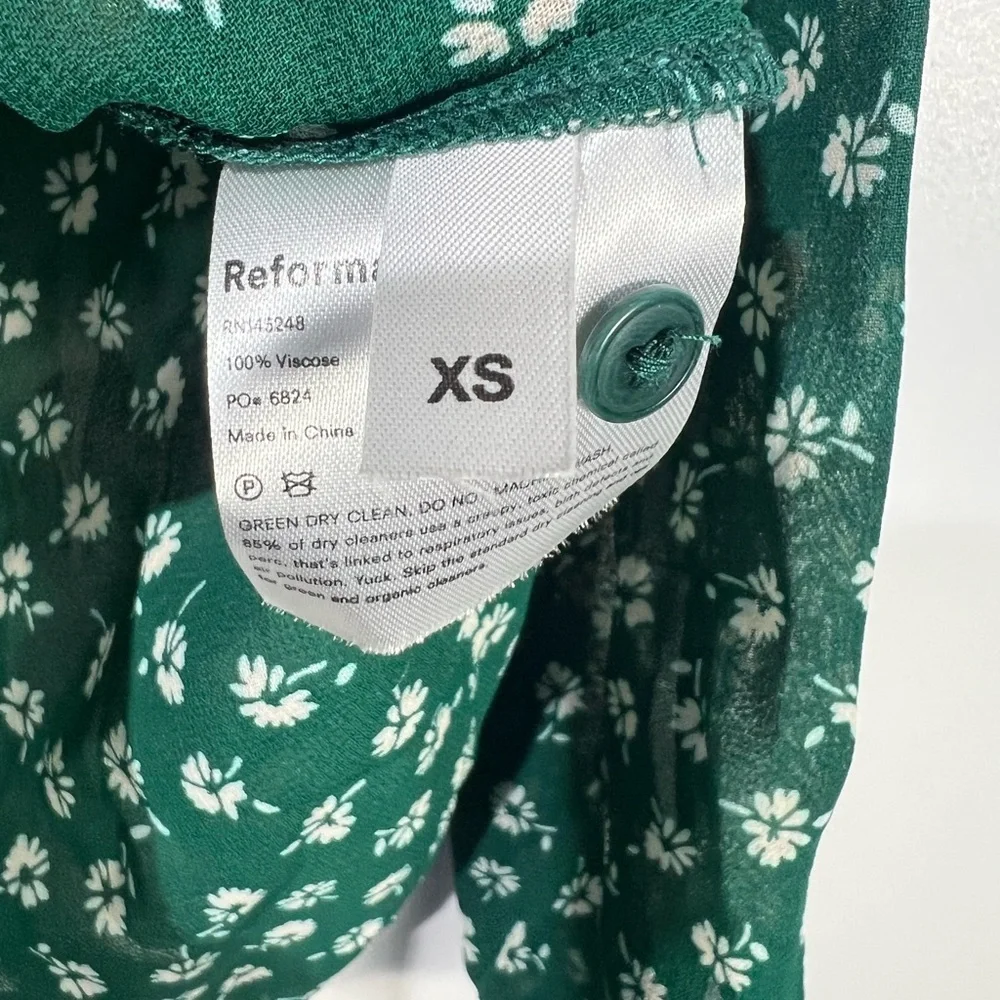 REFORMATION Violet Blouse in Chive Sz X-Small